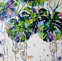 in the rain forest_secret beams of light kissing_the pilodendron (100x100 cm)