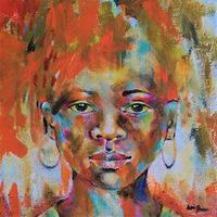 orange portrait of a girl (40x40 cm)