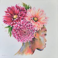 portrait with flowers III (100x100 cm)